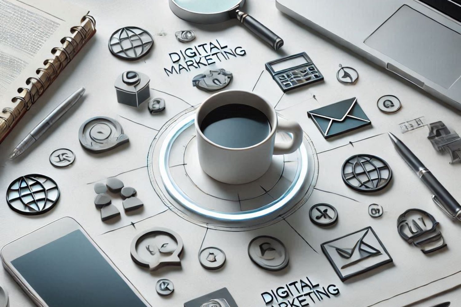 una imagen minimalista enfocada al marketing digital sin muchos elementos